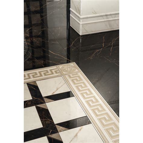 Versace Nero Polished Porcelain Tile 23” x 23” – Marble 